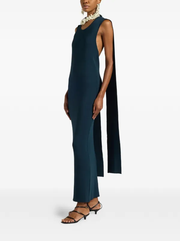 open back draped dress Black Open-Back Wedding Guest Dress