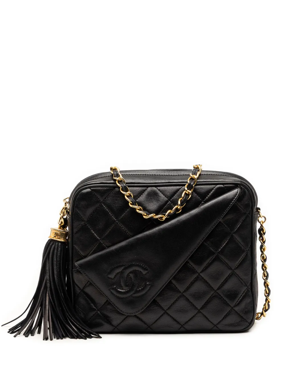 CHANEL Pre-Owned 1986-1988 Mini CC Quilted Lambskin Tassel Camera Bag crossbody bag - Nero