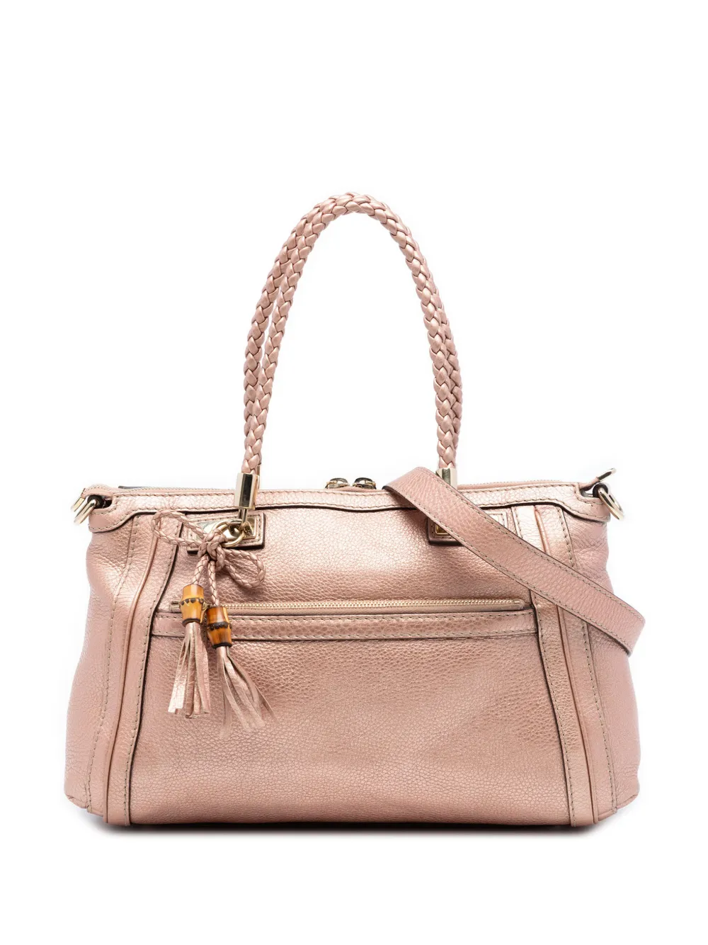 Gucci Pre-Owned 2016-2025 Metallic Pebbled Calfskin Bella satchel - Rosa
