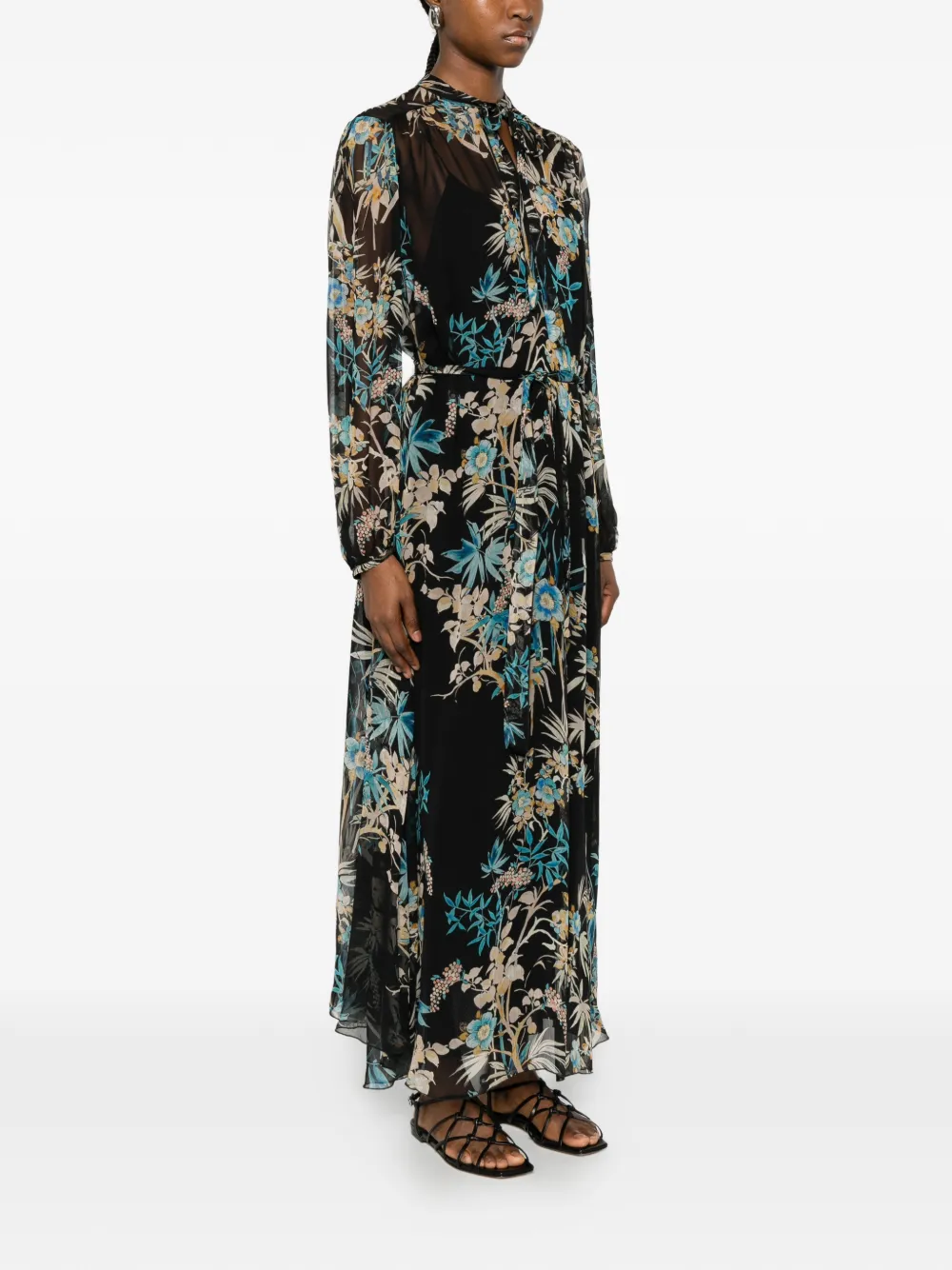 Forte Jurk met bloemenprint Zwart
