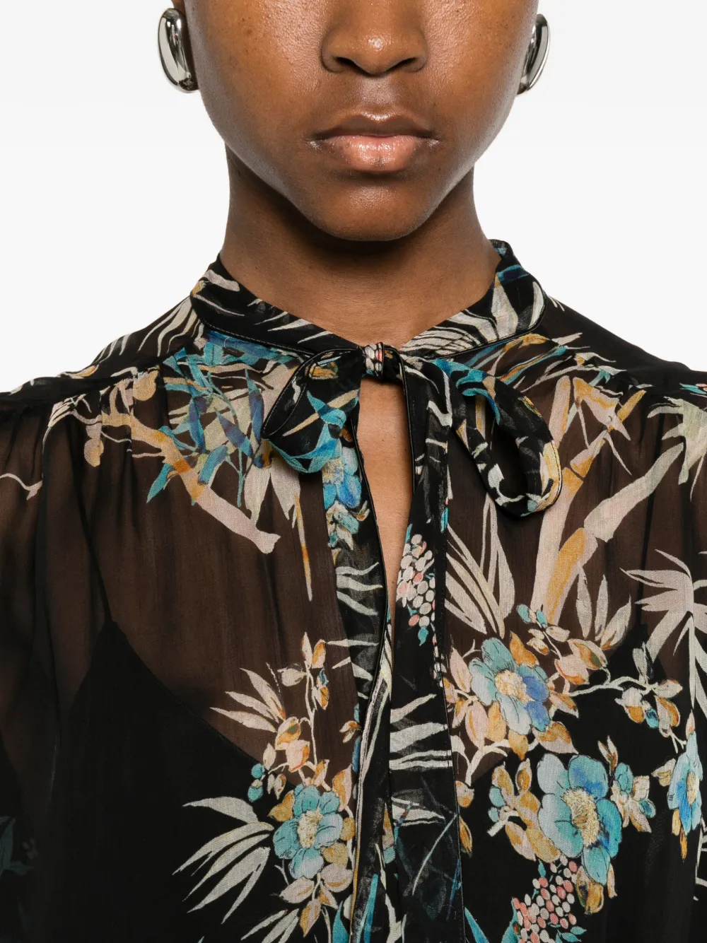 Forte Jurk met bloemenprint Zwart