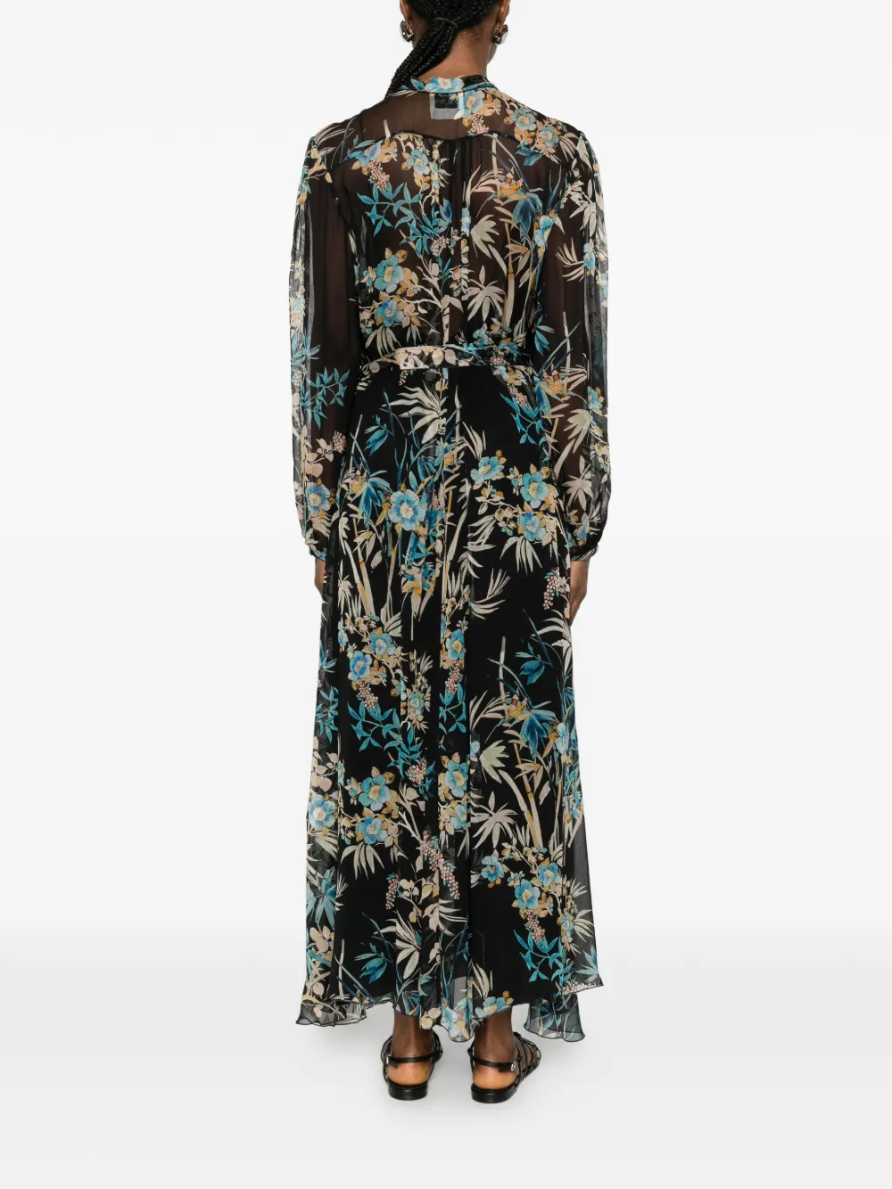 Forte Jurk met bloemenprint Zwart