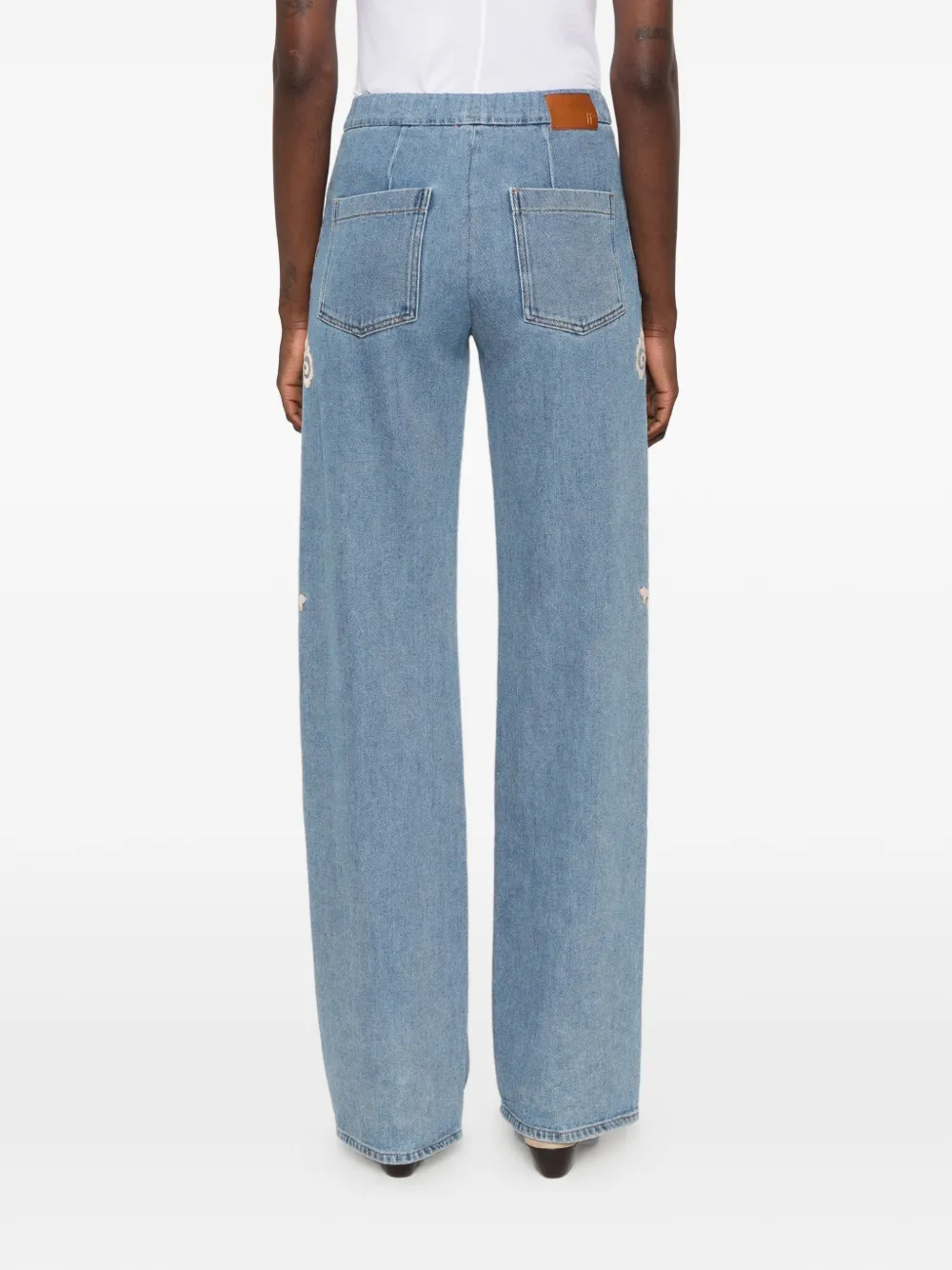 Forte Jeans met kanten applicatie Blauw
