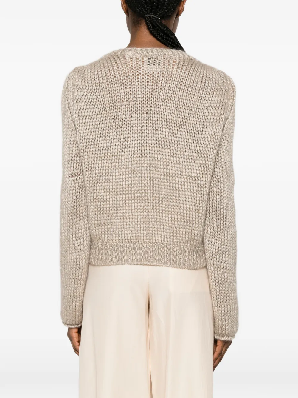 Forte Grofgebreid vest Beige