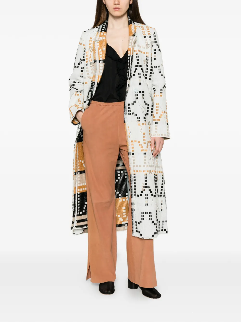 Forte Leren broek Beige