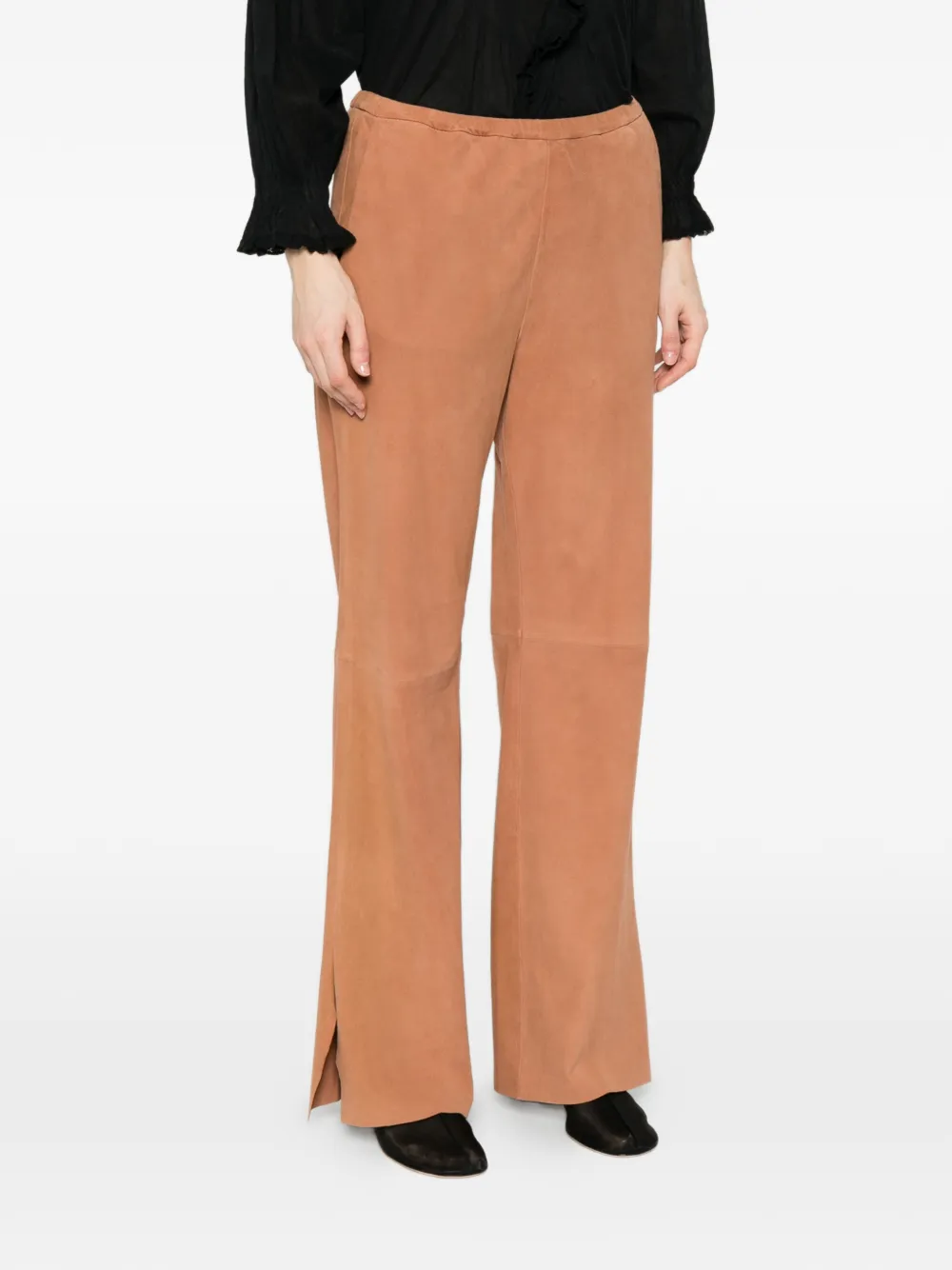 Forte Leren broek Beige