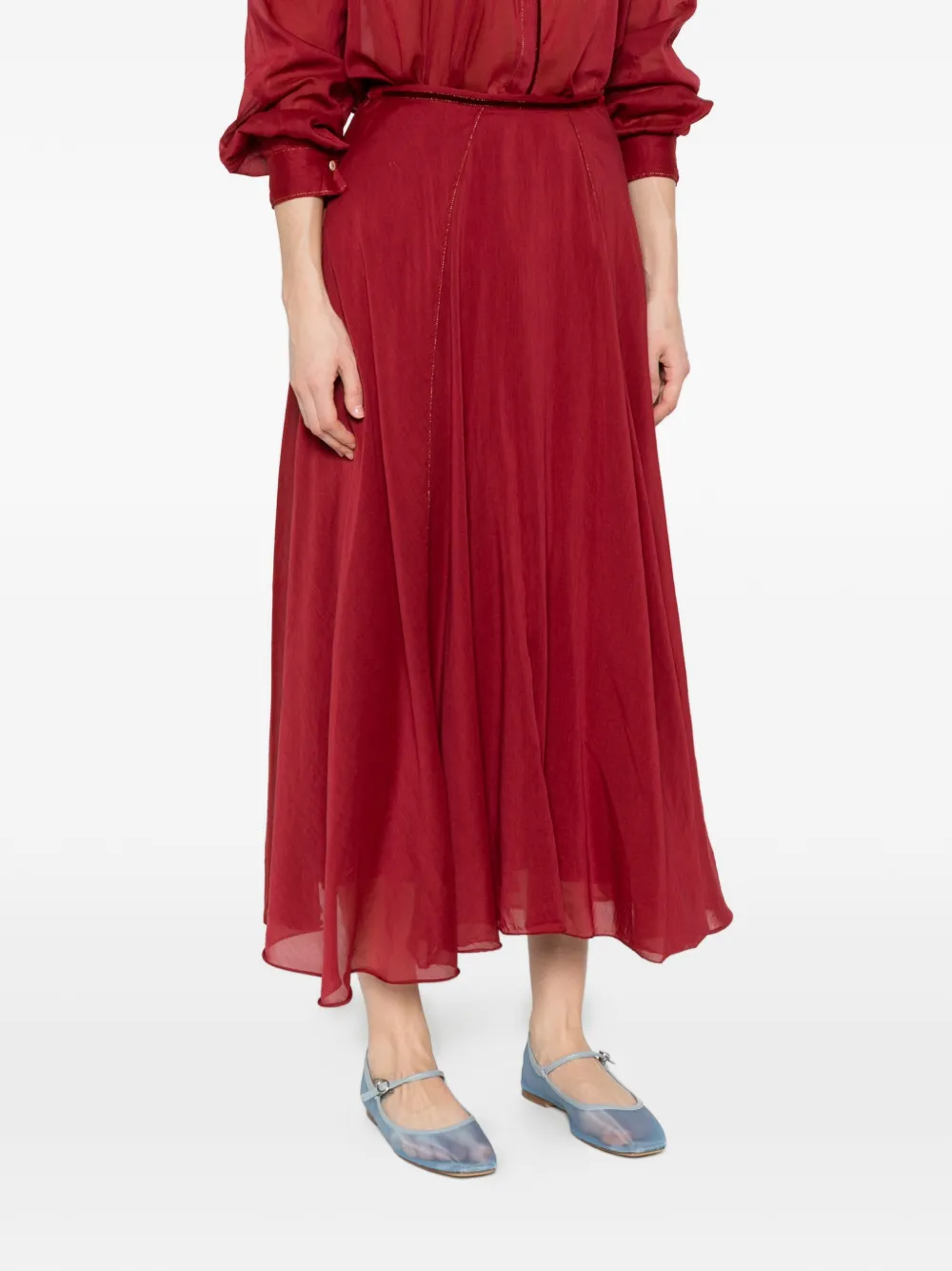 Forte Flared midi-rok Rood