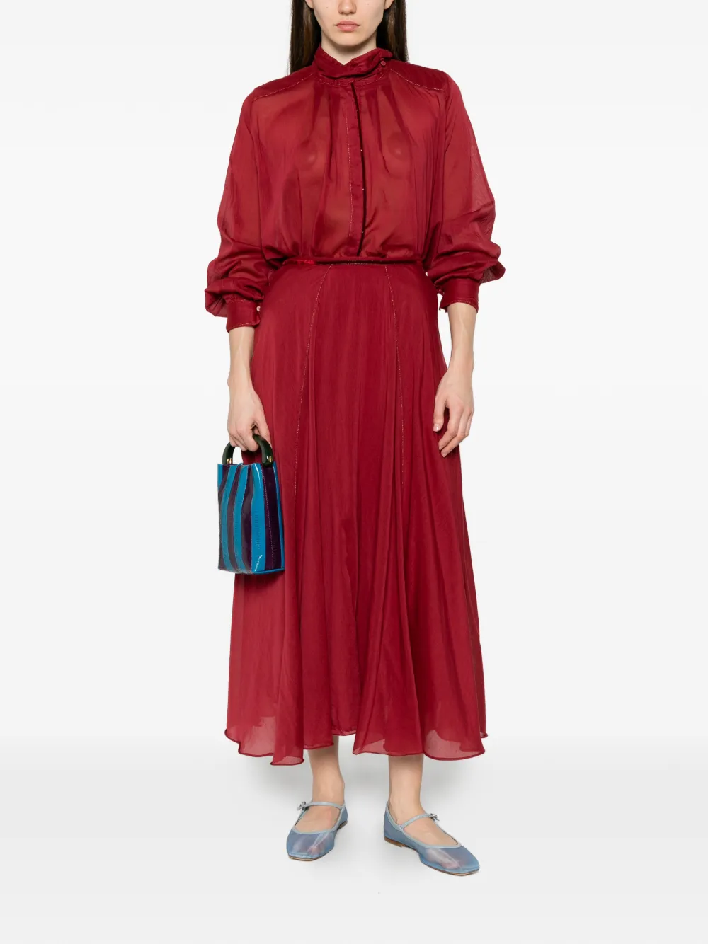 Forte Flared midi-rok Rood