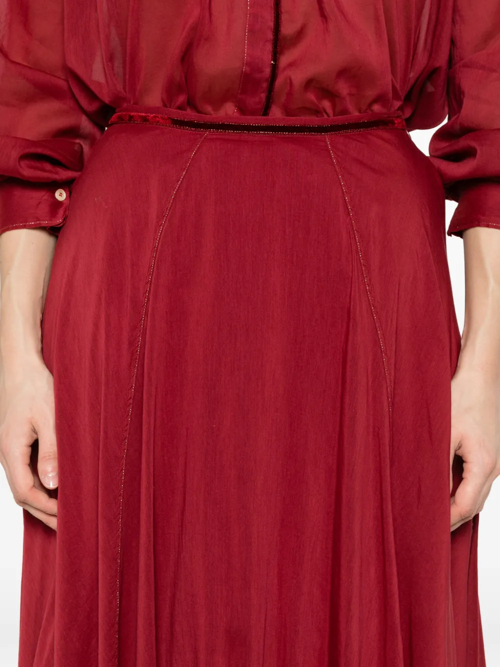 Forte Flared midi-rok Rood