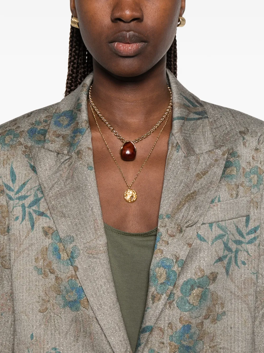 Forte Le Bambou Secret blazer met enkele rij knopen Grijs