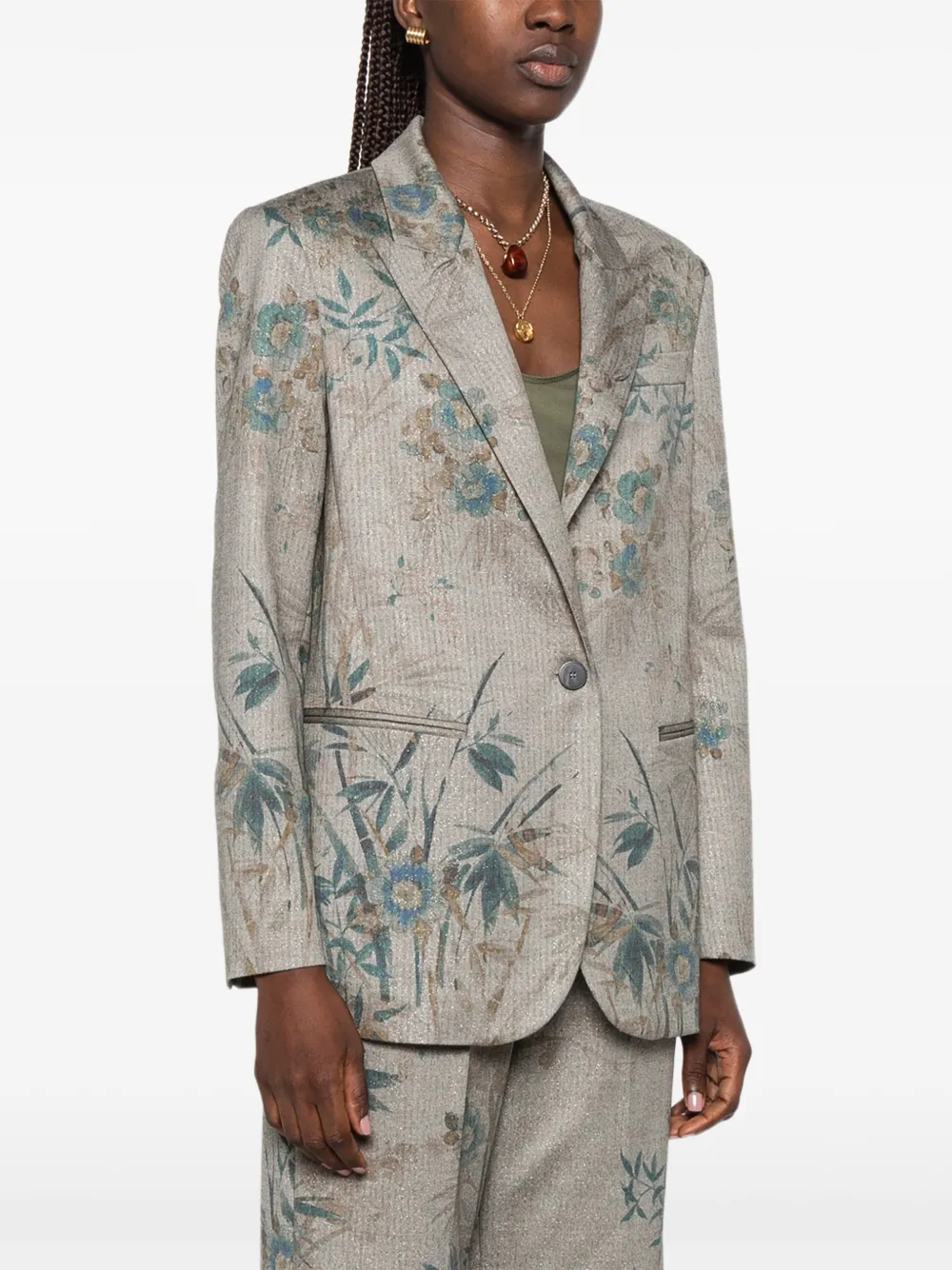 Forte Le Bambou Secret blazer met enkele rij knopen Grijs