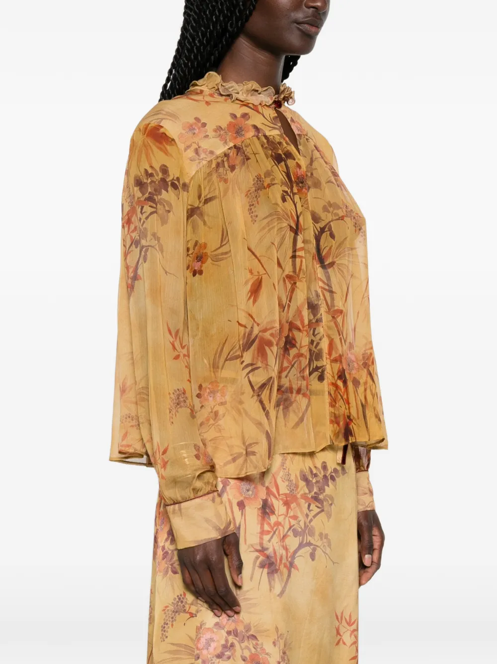 Forte Shirt met bloemenprint Beige