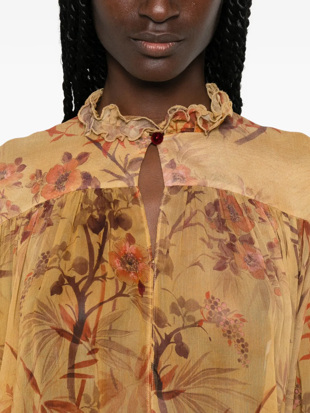 Forte Shirt met bloemenprint Beige