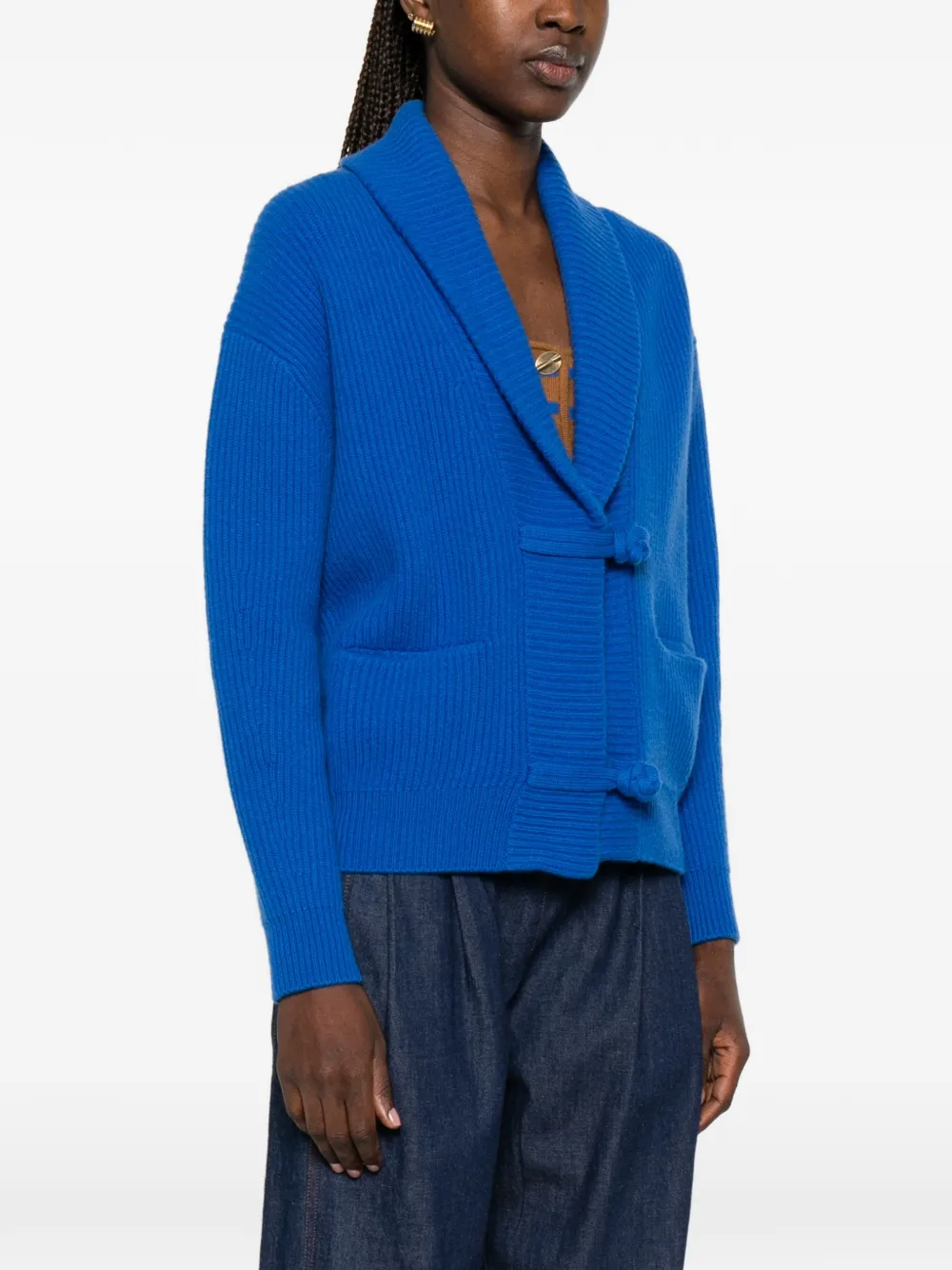 Forte Ribgebreid vest met lange mouwen Blauw