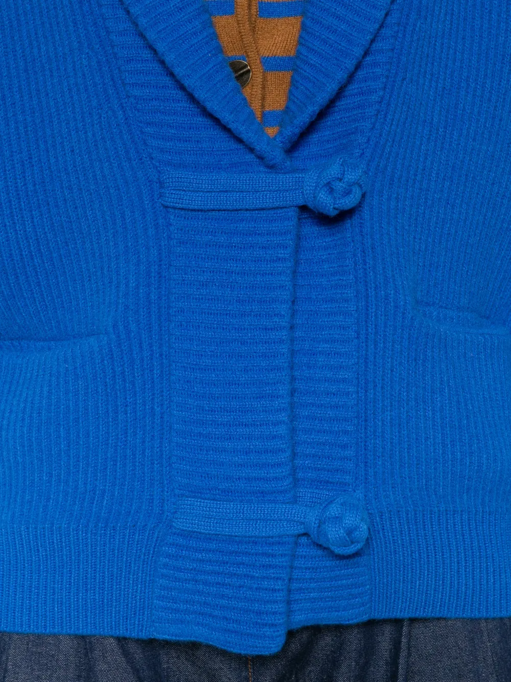 Forte Ribgebreid vest met lange mouwen Blauw
