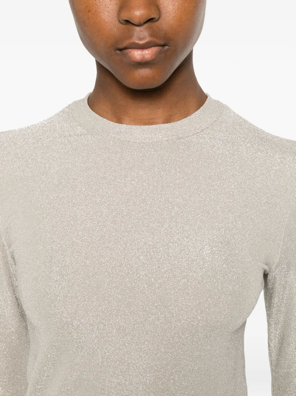 Forte T-shirt met glitter en lange mouwen Zilver