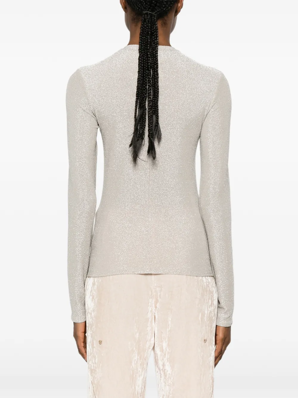 Forte T-shirt met glitter en lange mouwen Zilver