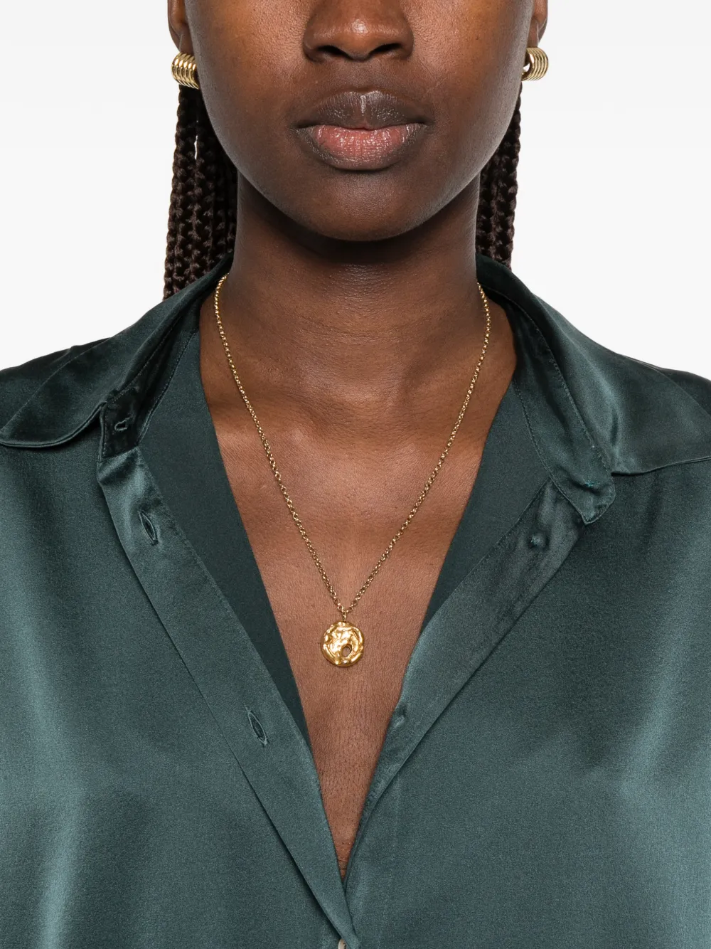 Forte Blouse met satijnen afwerking Groen