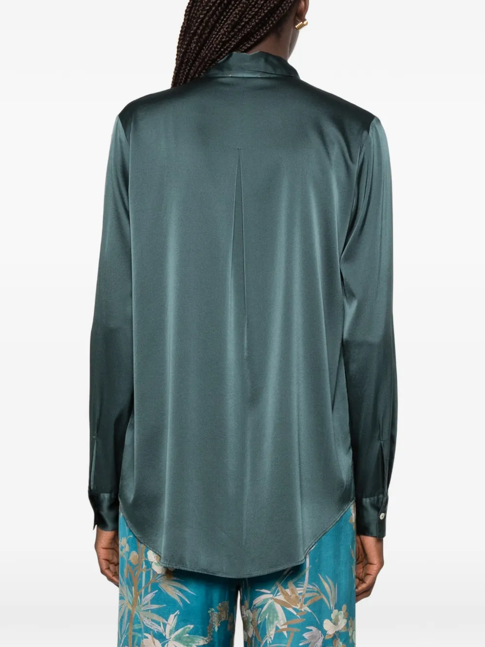 Forte Blouse met satijnen afwerking Groen
