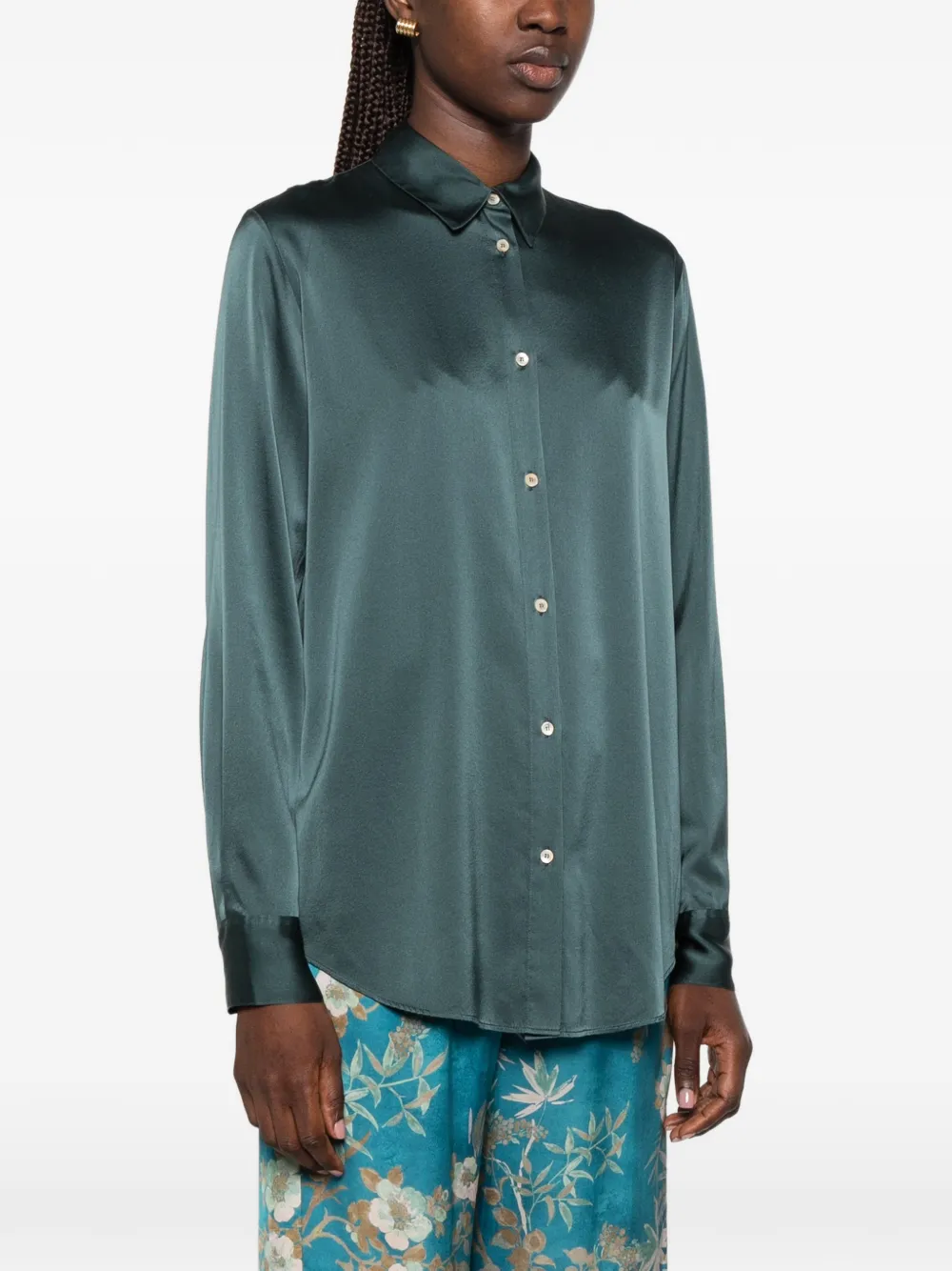 Forte Blouse met satijnen afwerking Groen