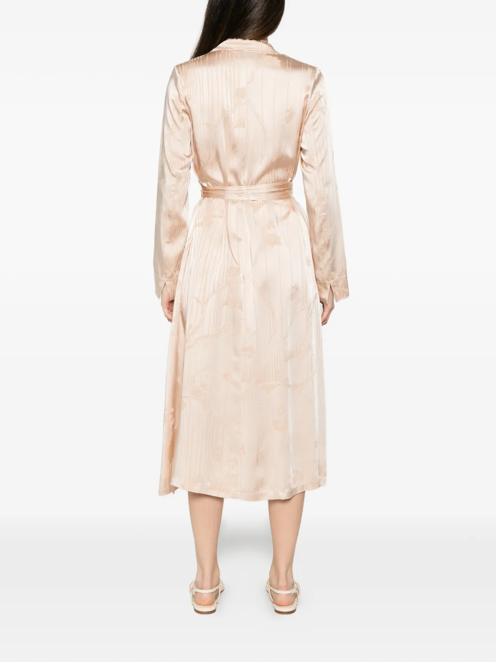Forte Midi-jurk met bloemen jacquard Beige
