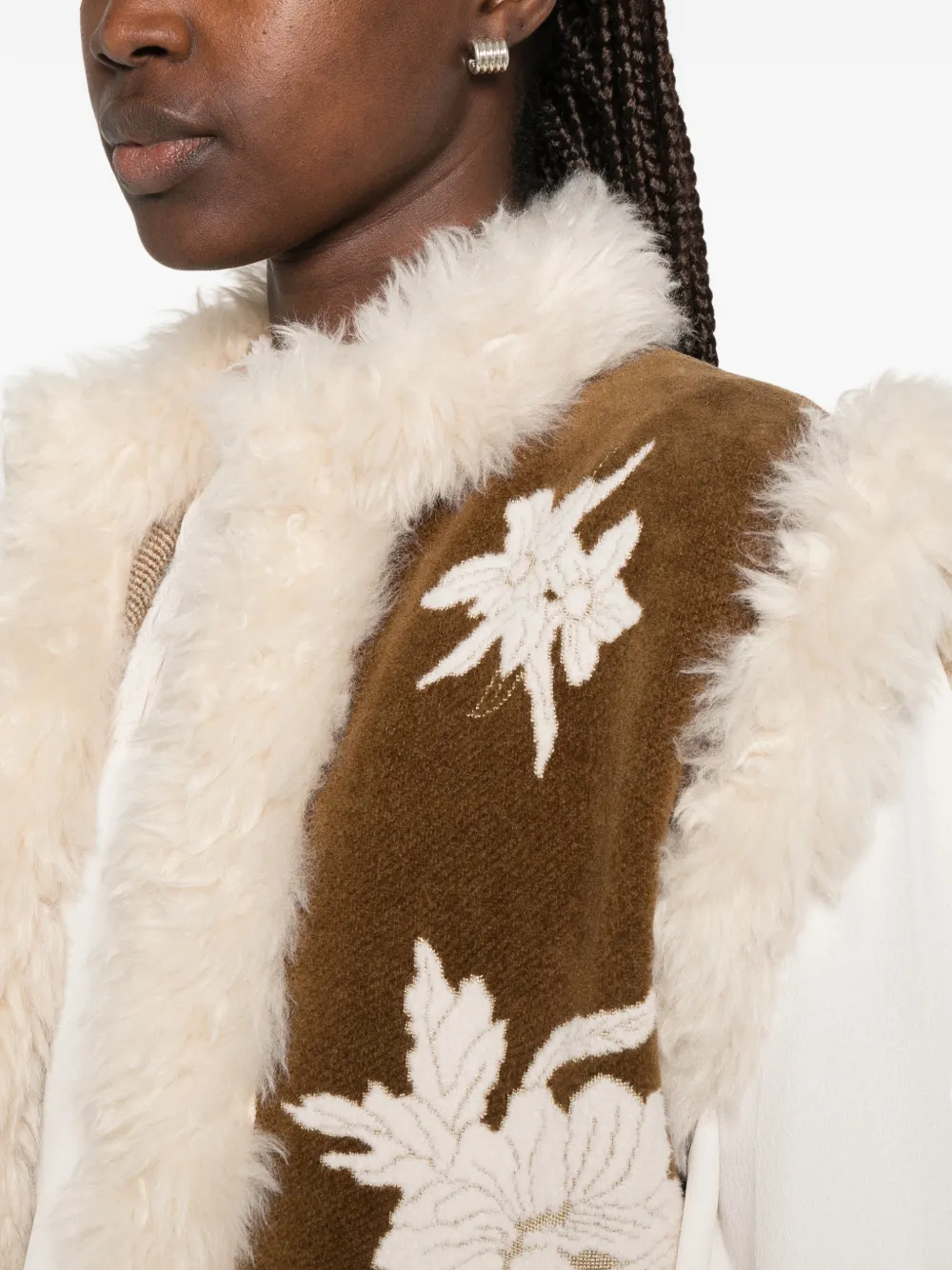 Forte Jack met lammy afwerking en bloemen-intarsia Bruin