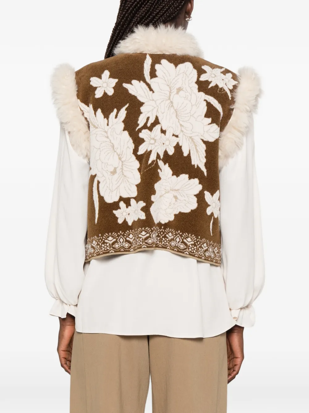 Forte Jack met lammy afwerking en bloemen-intarsia Bruin