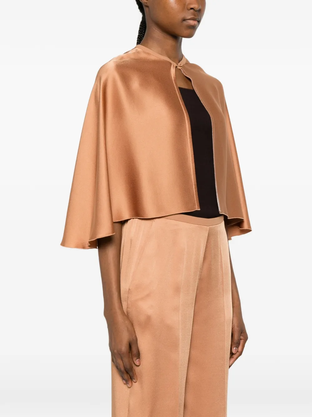 Forte Envers cape met satijnen afwerking Beige