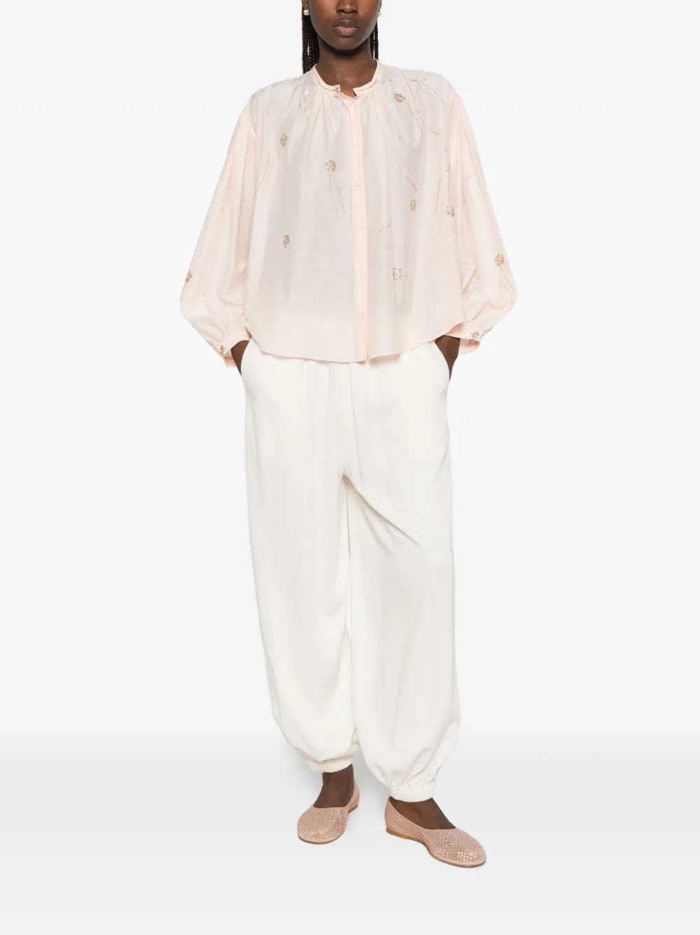 Forte Blouse met ballonmouwen Roze