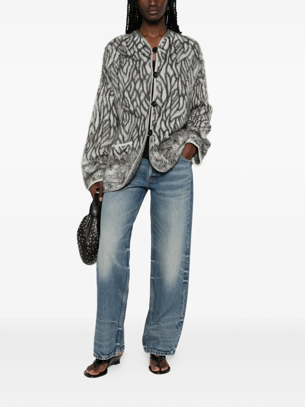 Forte Vest met abstract patroon en geborstelde afwerking Grijs