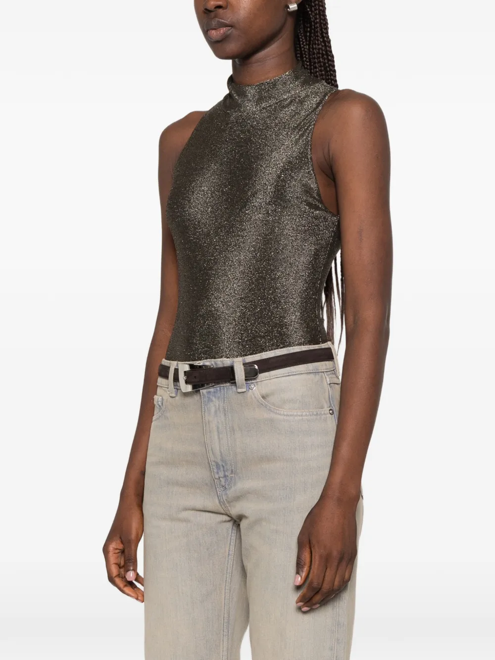 Forte Body met glitter-effect en hoge hals Goud