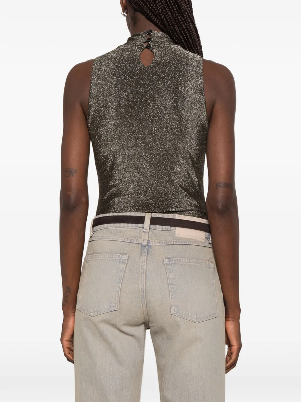 Forte Body met glitter-effect en hoge hals Goud