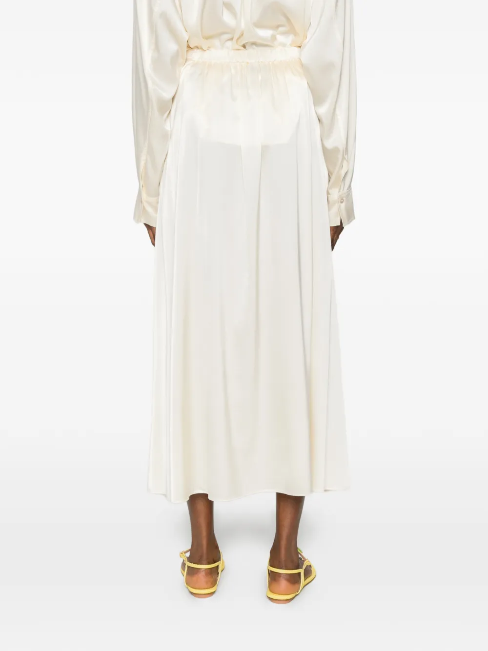 Forte Midi-rok met elastische taille en satijnen afwerking Wit