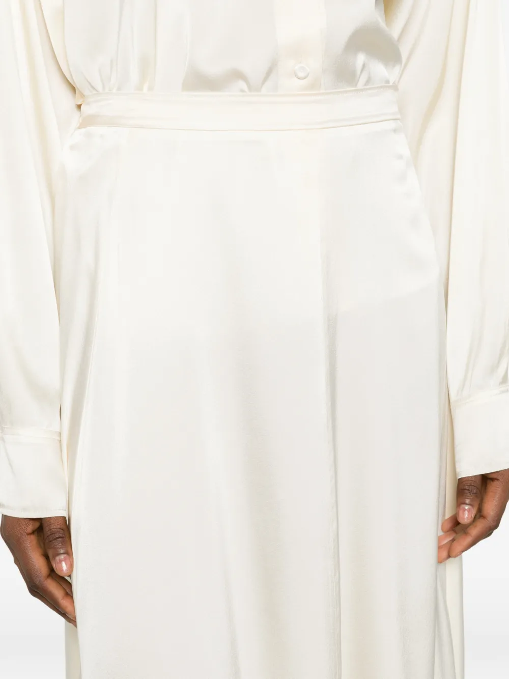 Forte Midi-rok met elastische taille en satijnen afwerking Wit