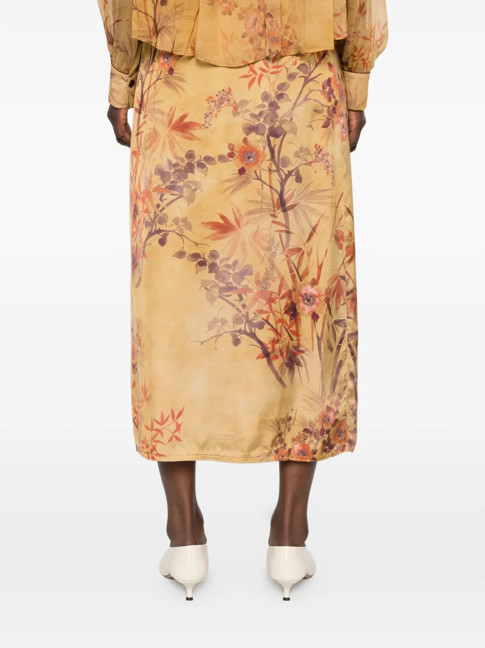Forte Le Bambou Secret midi-wikkelrok Beige