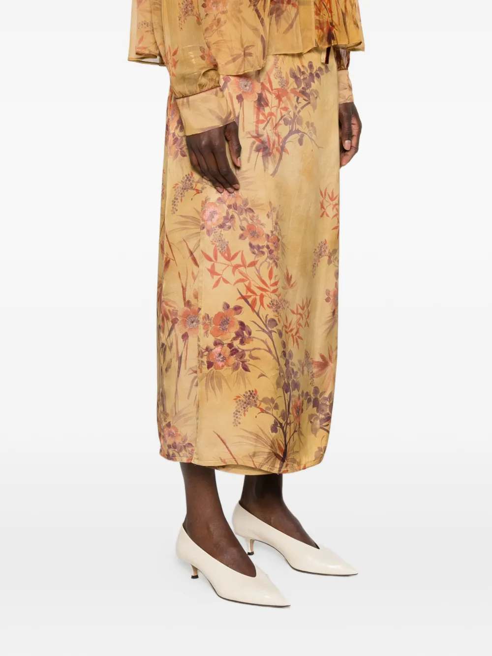 Forte Le Bambou Secret midi-wikkelrok Beige