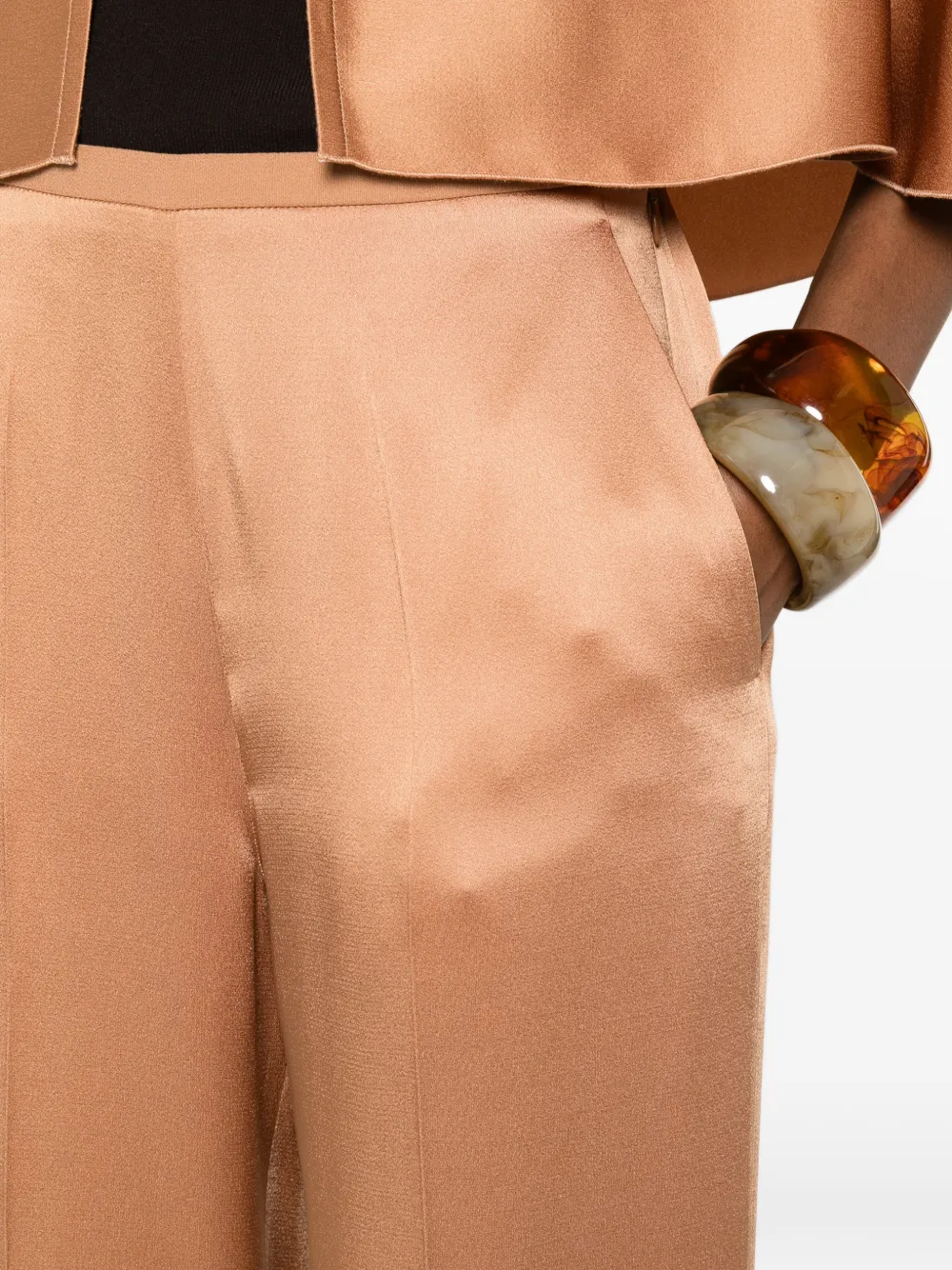 Forte Broek met wijde pijpen Beige