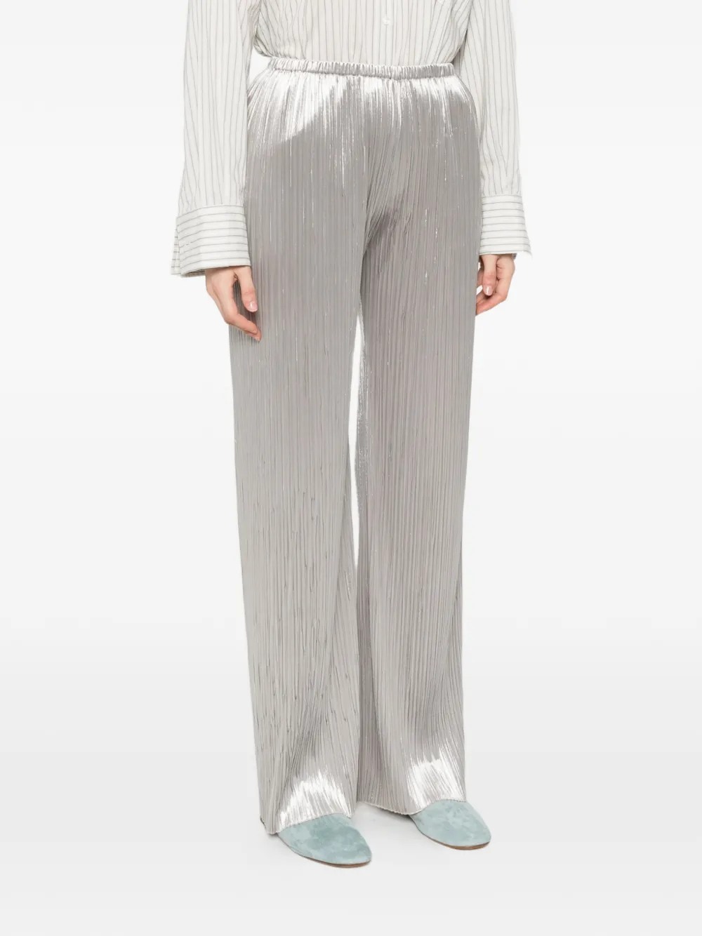 Forte Broek met wijde pijpen en plissé-effect Grijs