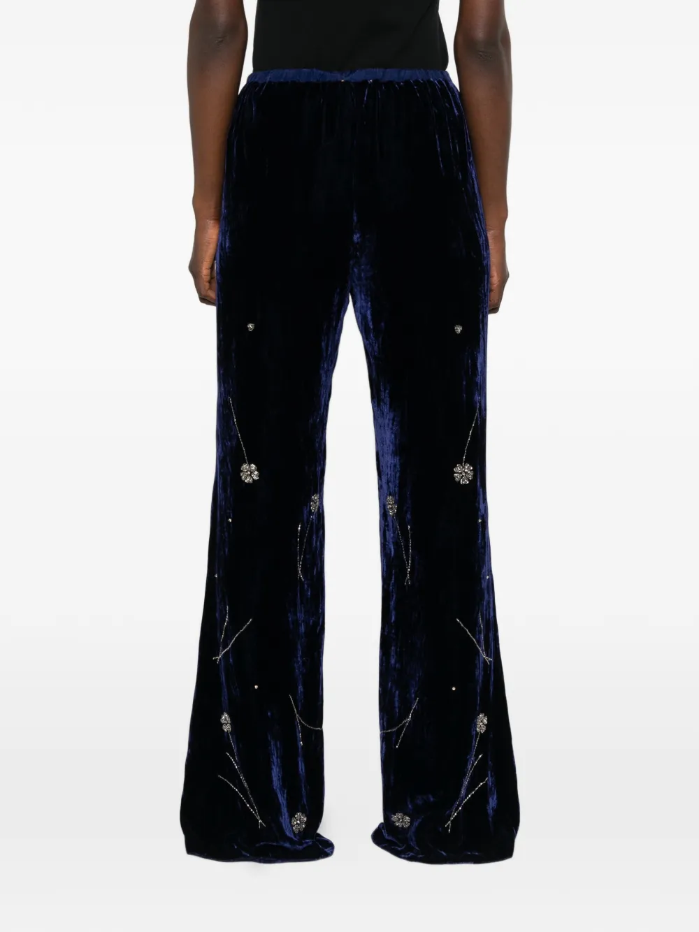 Forte Fleurs d'Orient broek met geborduurde bloemen Blauw