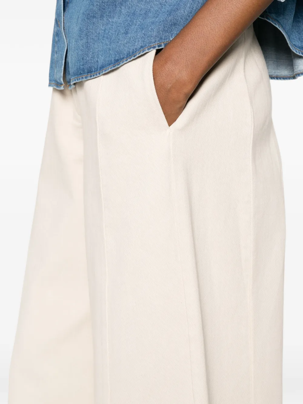 Forte Broek met wijde pijpen Beige