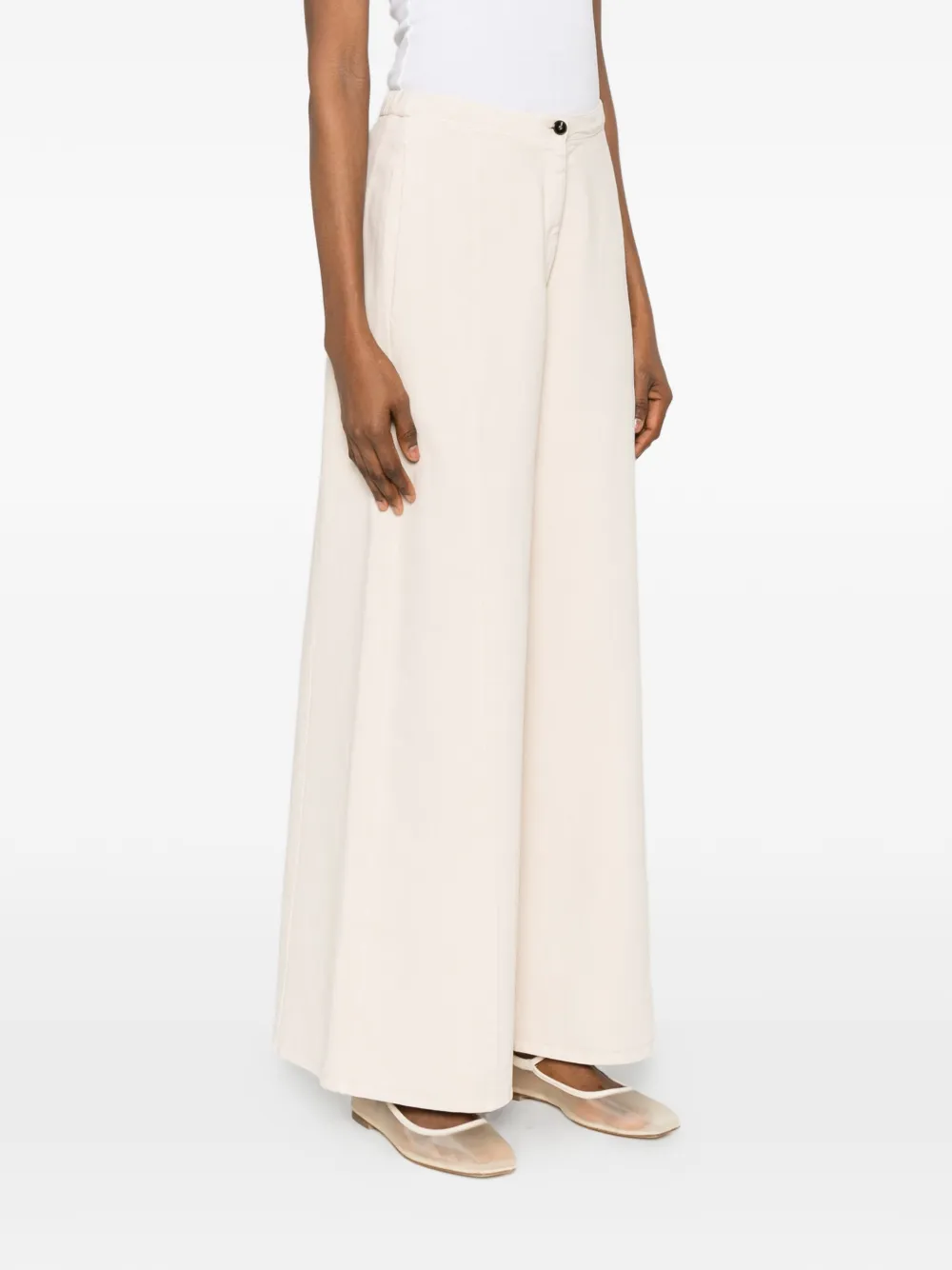 Forte Broek met wijde pijpen Beige