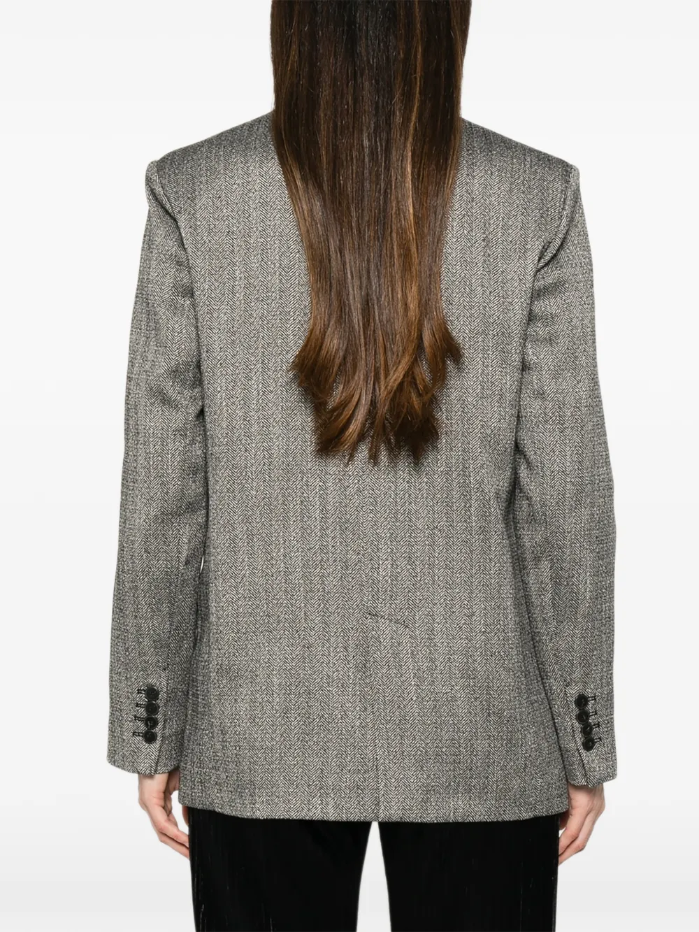 Forte Blazer met fluwelen kraag en chevron-patroon Grijs