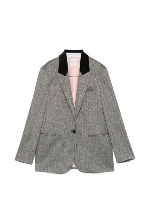 Forte Forte herringbone-pattern velvet-collar jacket