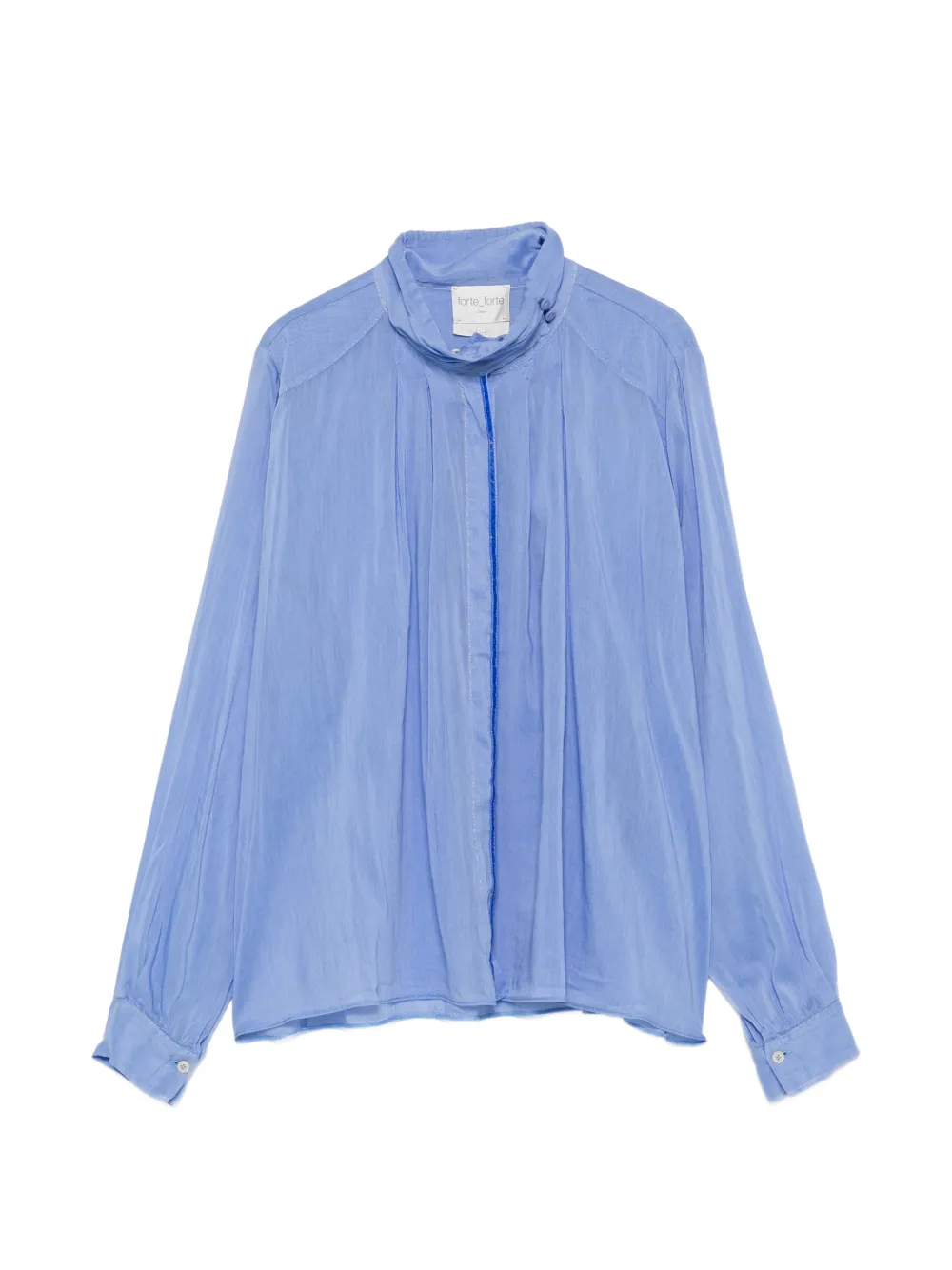 Forte Forte Plissiertes Top mit Stehkragen - Blau