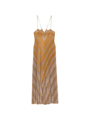 pleated lurex midi dress by forte forte V-neck Pleated Midi Dress