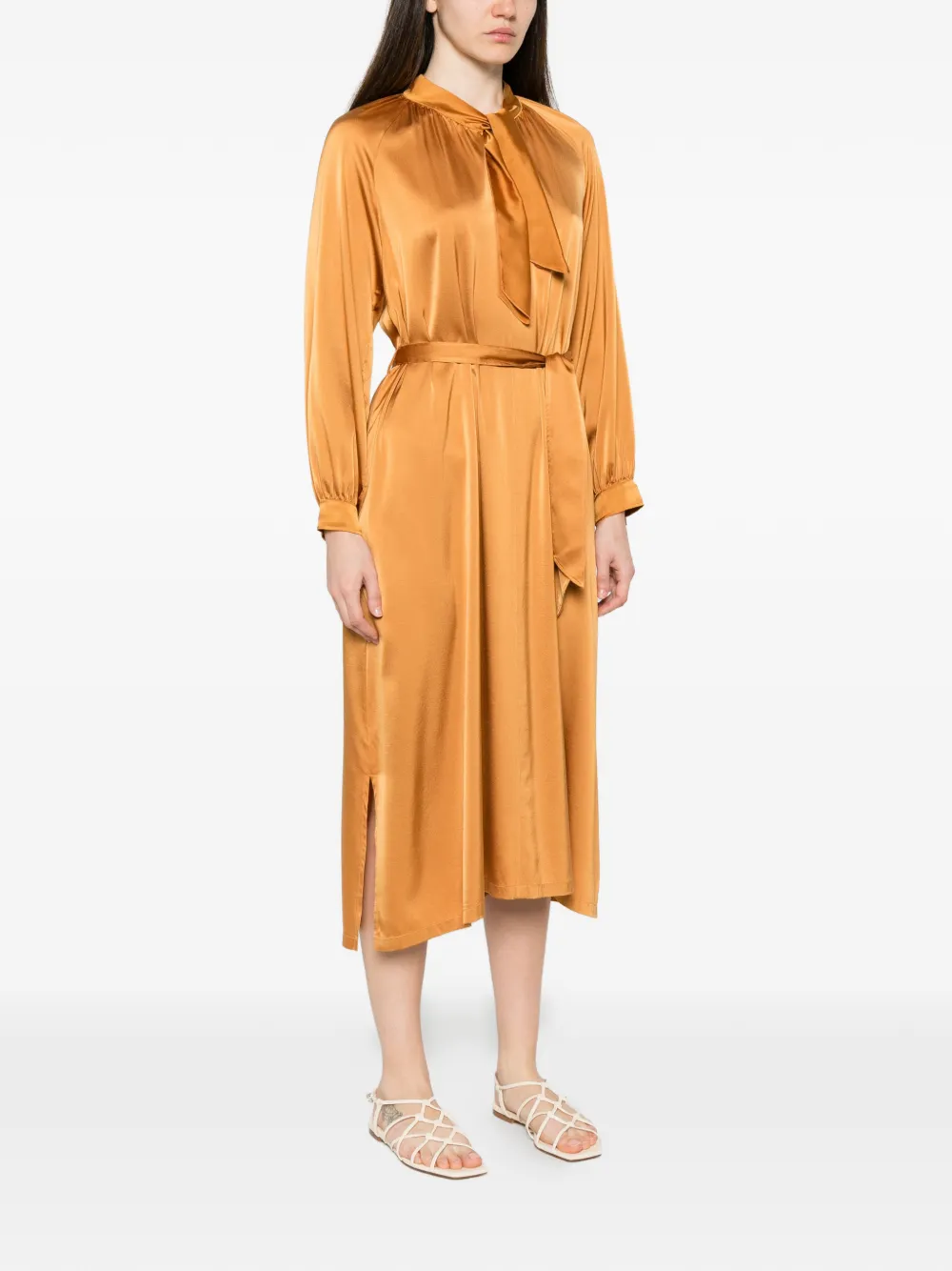 Forte Midi-jurk met ceintuur en strik Goud