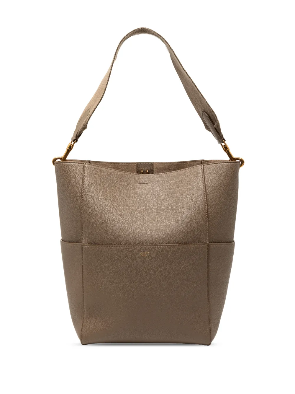 Celine Pre-Owned 2021 Medium Leather Seau Sangle bucket bag - Marrone