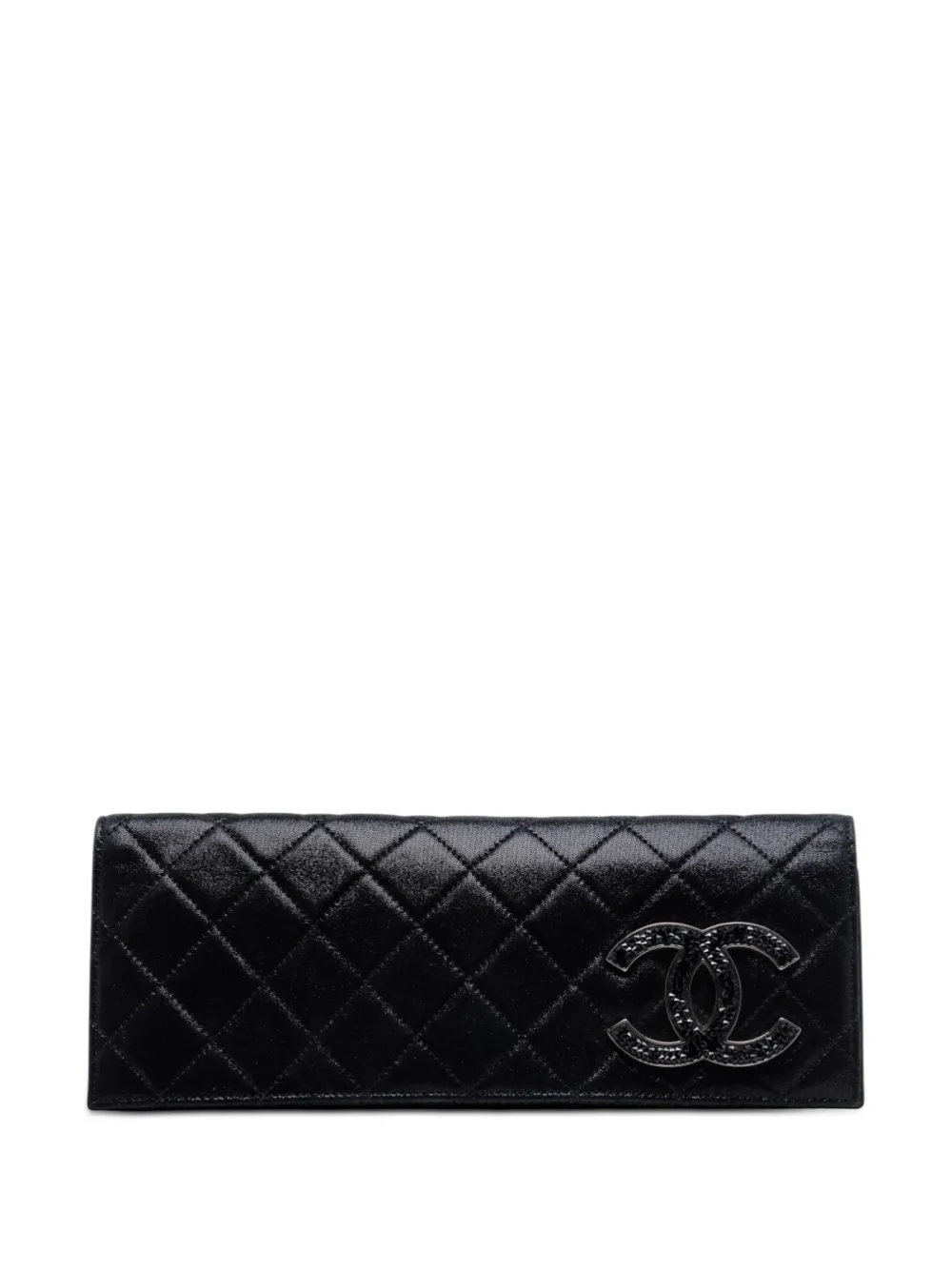 CHANEL Pre-Owned 2011 Quilted Iridescent Suede Crystal CC clutch bag - Schwarz
