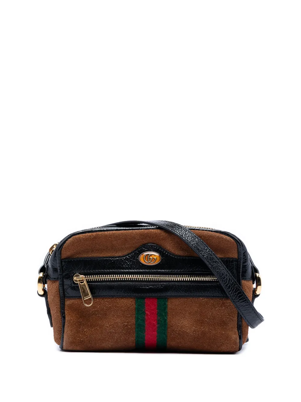 Gucci Pre-Owned 2016-2026 Mini Suede Web Ophidia crossbody bag - Marrone