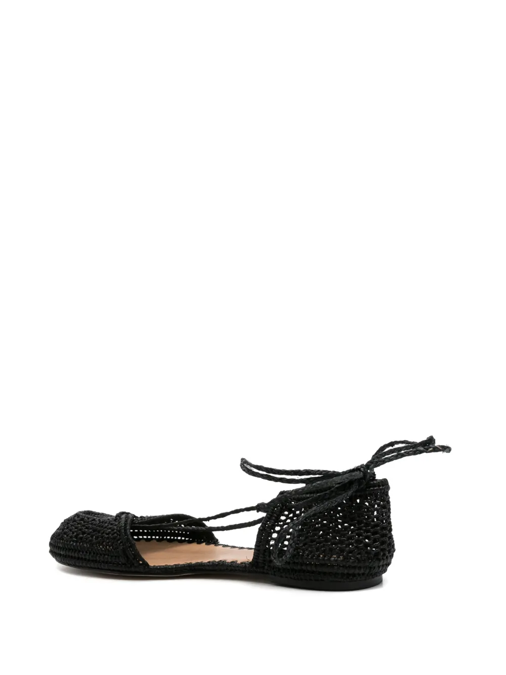ODISSI woven tie-fastening ballet flats Zwart